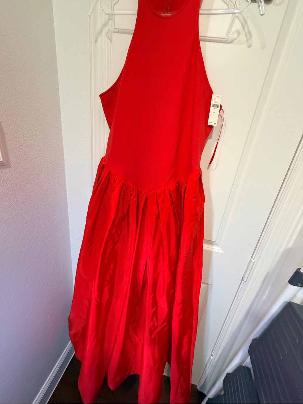 Anthropologie Red Halter Maxi Dress